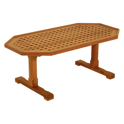 Brown Solid Teak Wood Hexagonal Coffee Table image 2