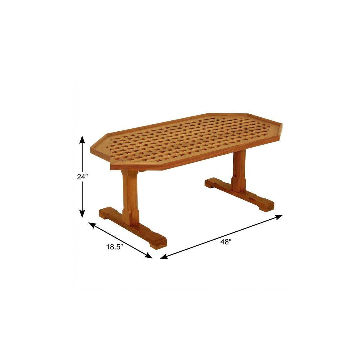 Brown Solid Teak Wood Hexagonal Coffee Table image 5