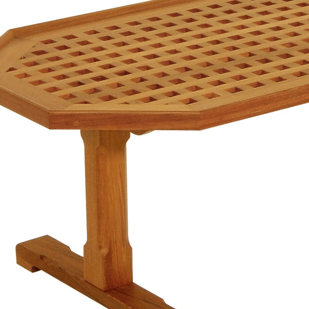 Brown Solid Teak Wood Hexagonal Coffee Table image 3