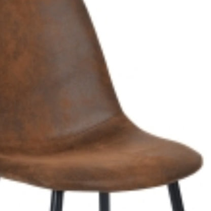 Brown & Black Faux Leather Dining Chairs - Set of 4