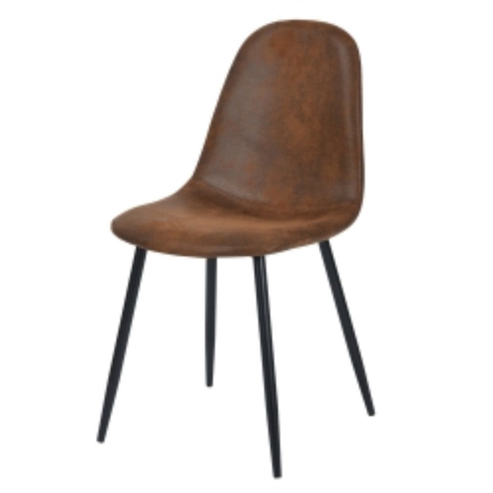 Brown & Black Faux Leather Dining Chairs - Set of 4