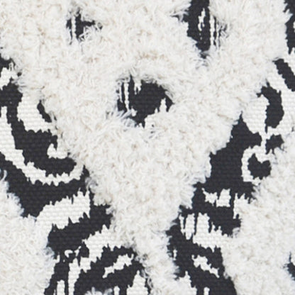 Black & White Ikat & Cotton Blend Pillow w/ Tassels