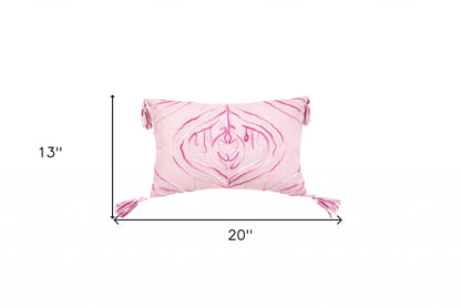 Pink White & Silver Abstract Pillow w/ Tassels