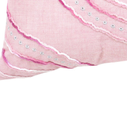 Pink White & Silver Abstract Pillow w/ Tassels