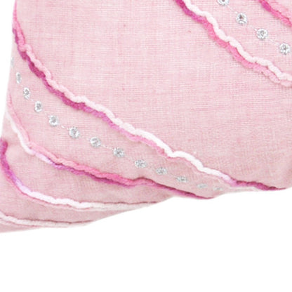 Pink White & Silver Abstract Pillow w/ Tassels
