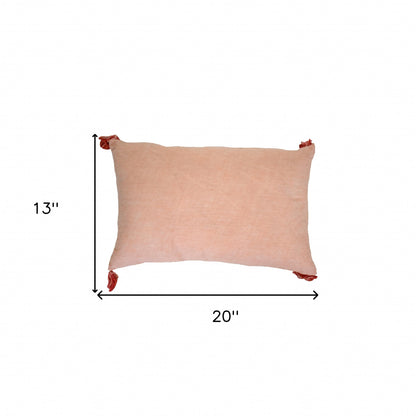 Coral Geometric Pillow w/ Tassels