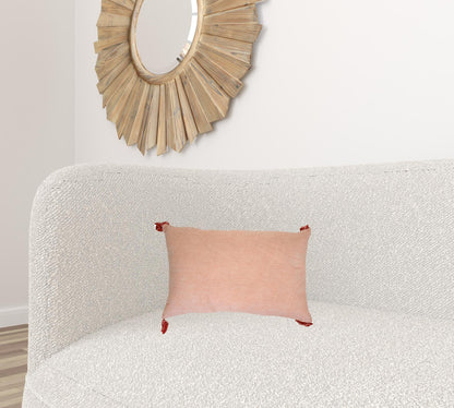 Coral Geometric Pillow w/ Tassels