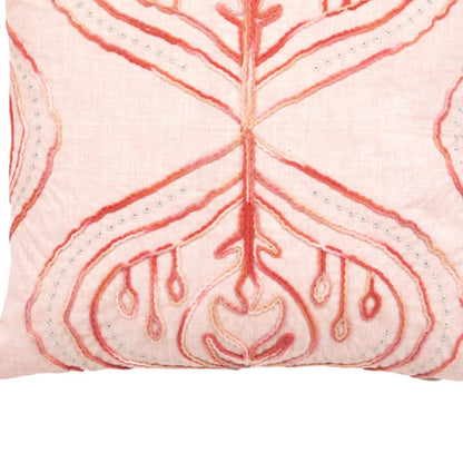 Coral Damask Pillow w/ Tassels