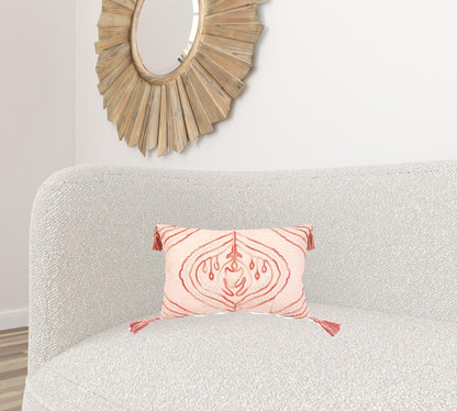Coral Abstract Pillow w/ Tassels