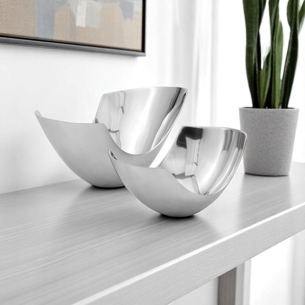 Set of Two Mod Scoop Centerpiece Bowls