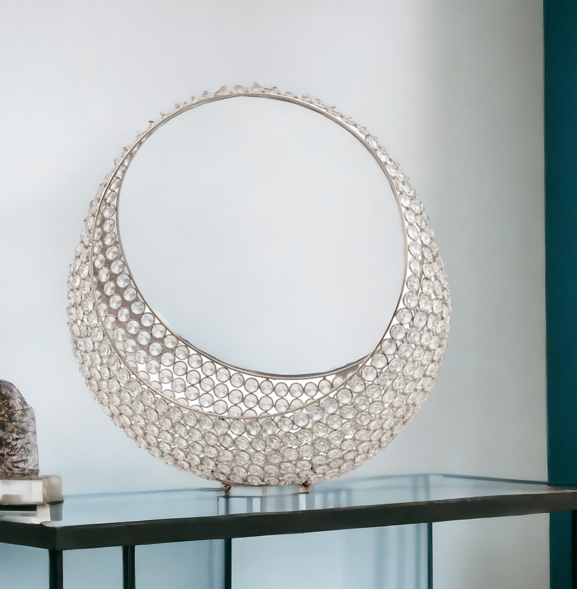 Silver and Faux Crystal Bling Ring Basket