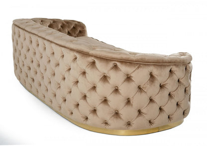 Beige Velvet Sofa With Gold Legs