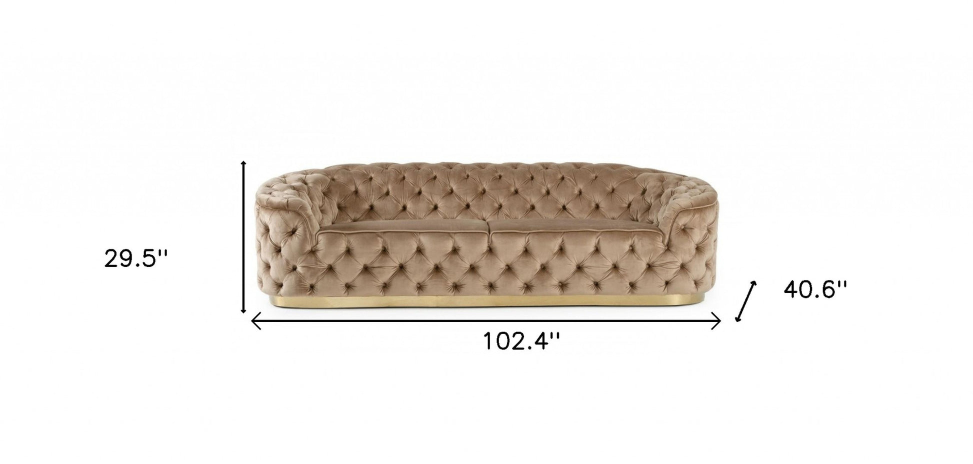 Beige Velvet Sofa With Gold Legs