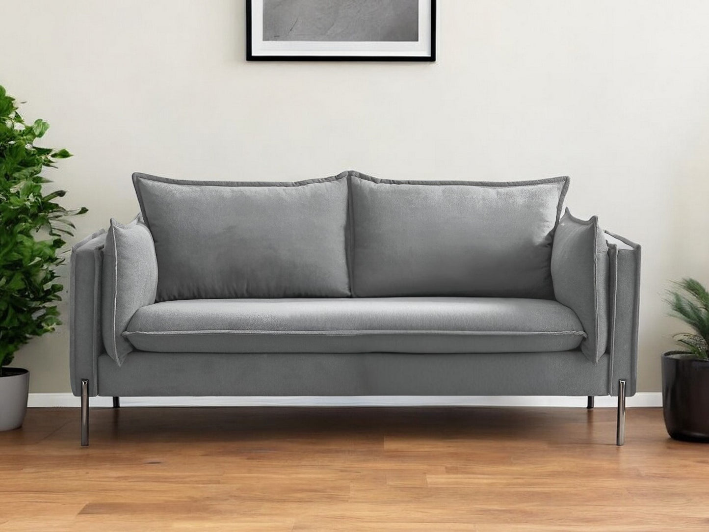 Gray Sofa With Black Legs