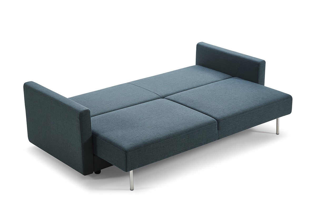 Blue Green Sleeper Sofa With Silver Legs