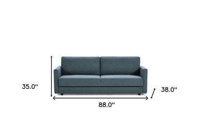 Blue Green Sleeper Sofa With Silver Legs