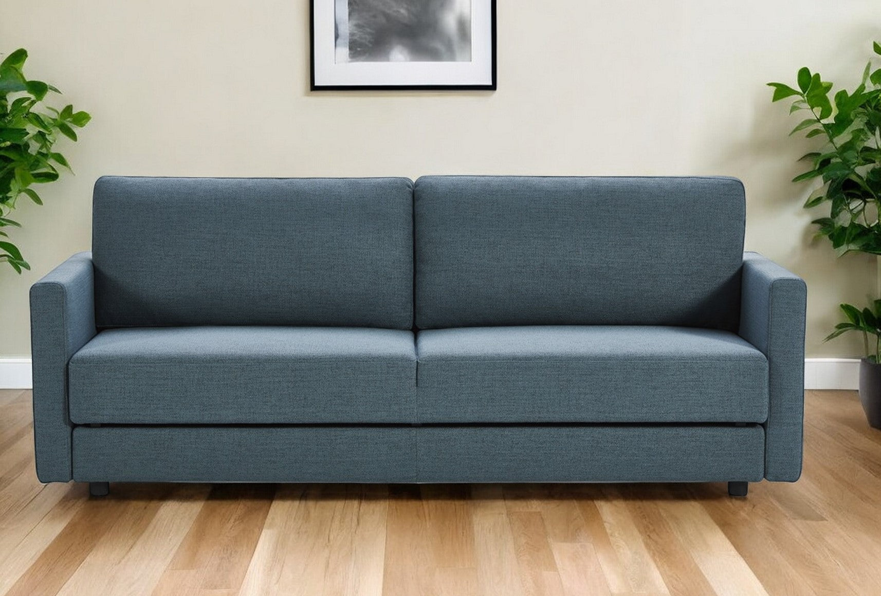 Blue Green Sleeper Sofa With Silver Legs