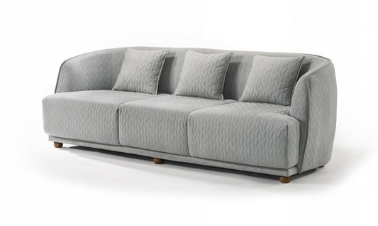 Gray Geometric Sofa & Toss Pillows With Brown Legs
