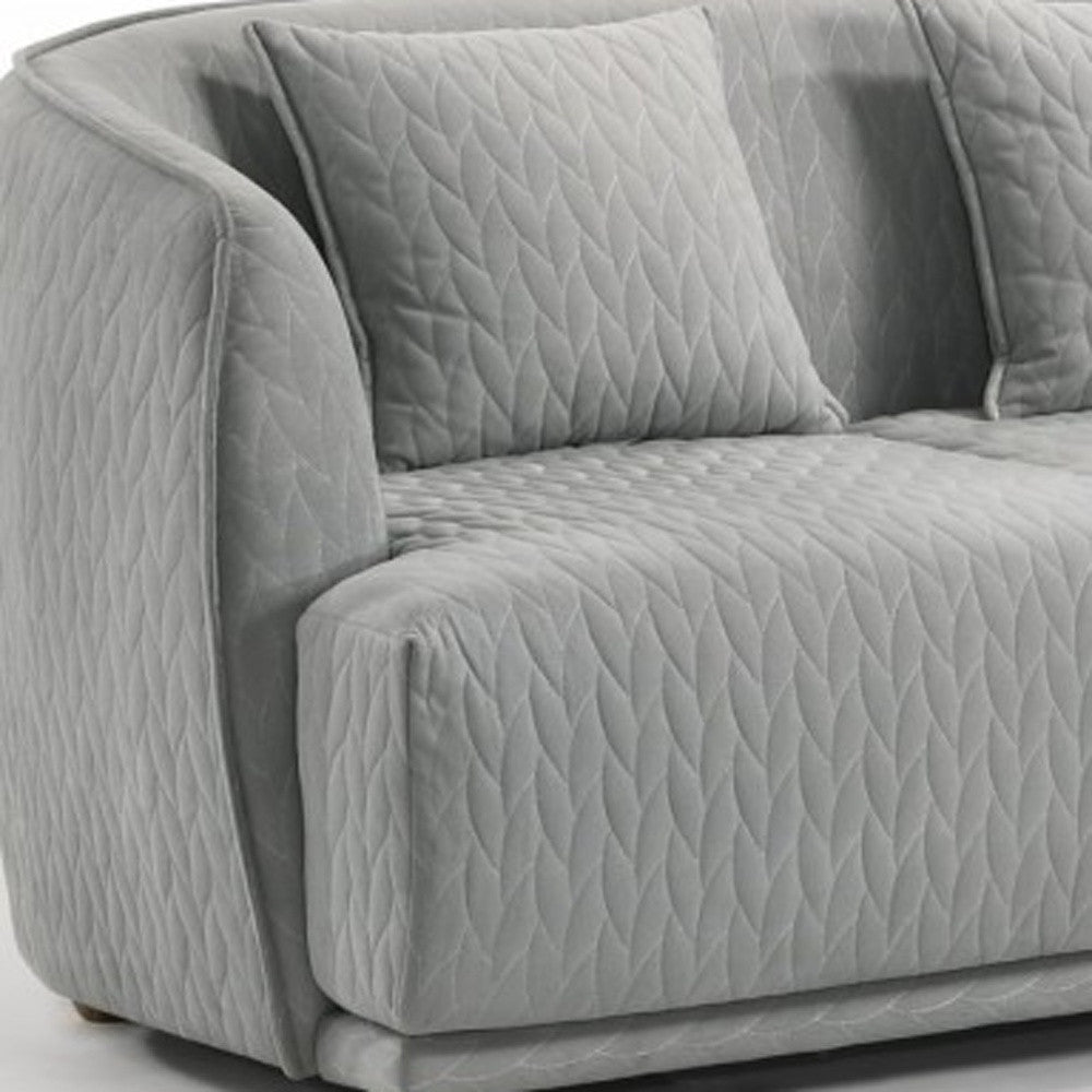 Gray Geometric Sofa & Toss Pillows With Brown Legs