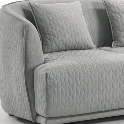 Gray Geometric Sofa & Toss Pillows With Brown Legs