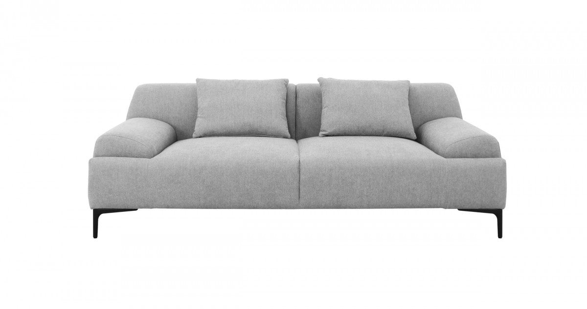 Gray Sofa & Toss Pillows With Black Legs