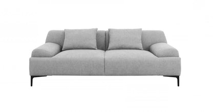 Gray Sofa & Toss Pillows With Black Legs