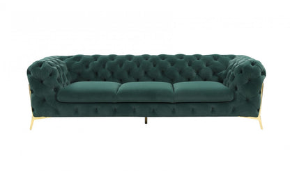 Green Velvet Sofa With Gold Legs