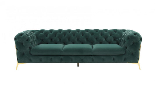 Green Velvet Sofa With Gold Legs
