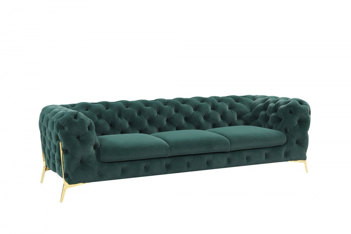 Green Velvet Sofa With Gold Legs
