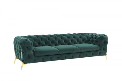 Green Velvet Sofa With Gold Legs