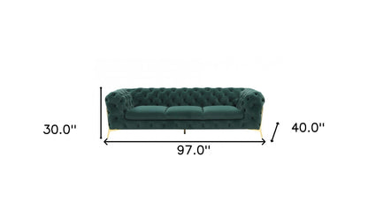 Green Velvet Sofa With Gold Legs