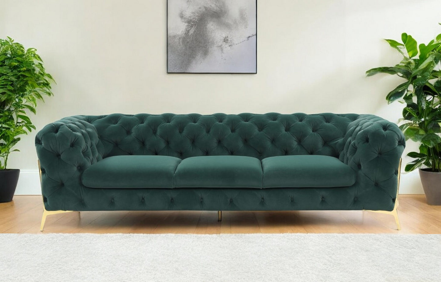 Green Velvet Sofa With Gold Legs