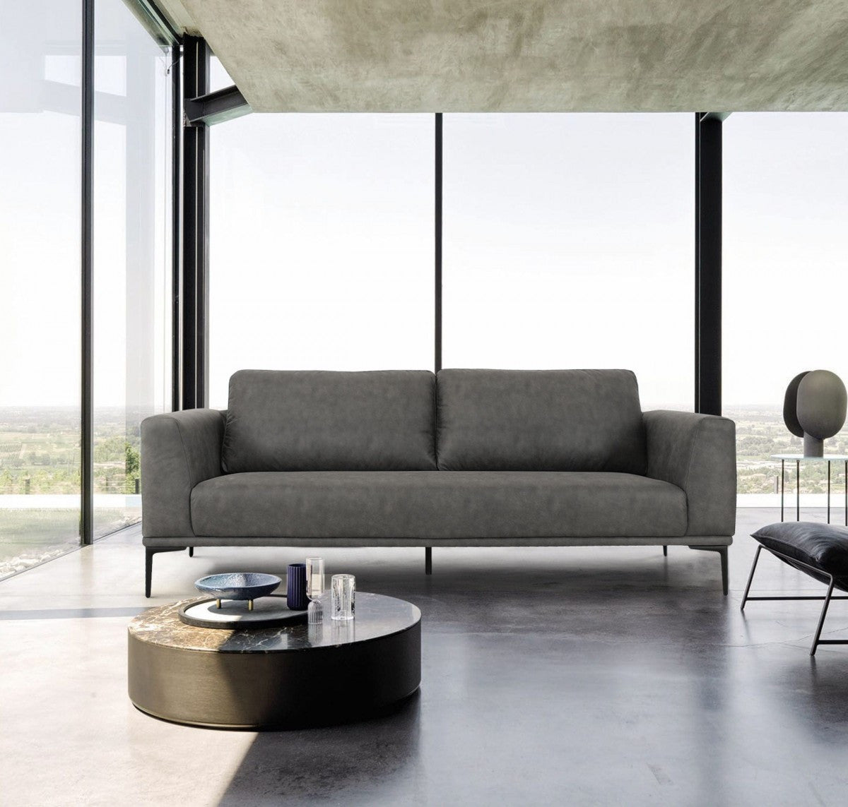 Dark Gray Sofa With Black Legs