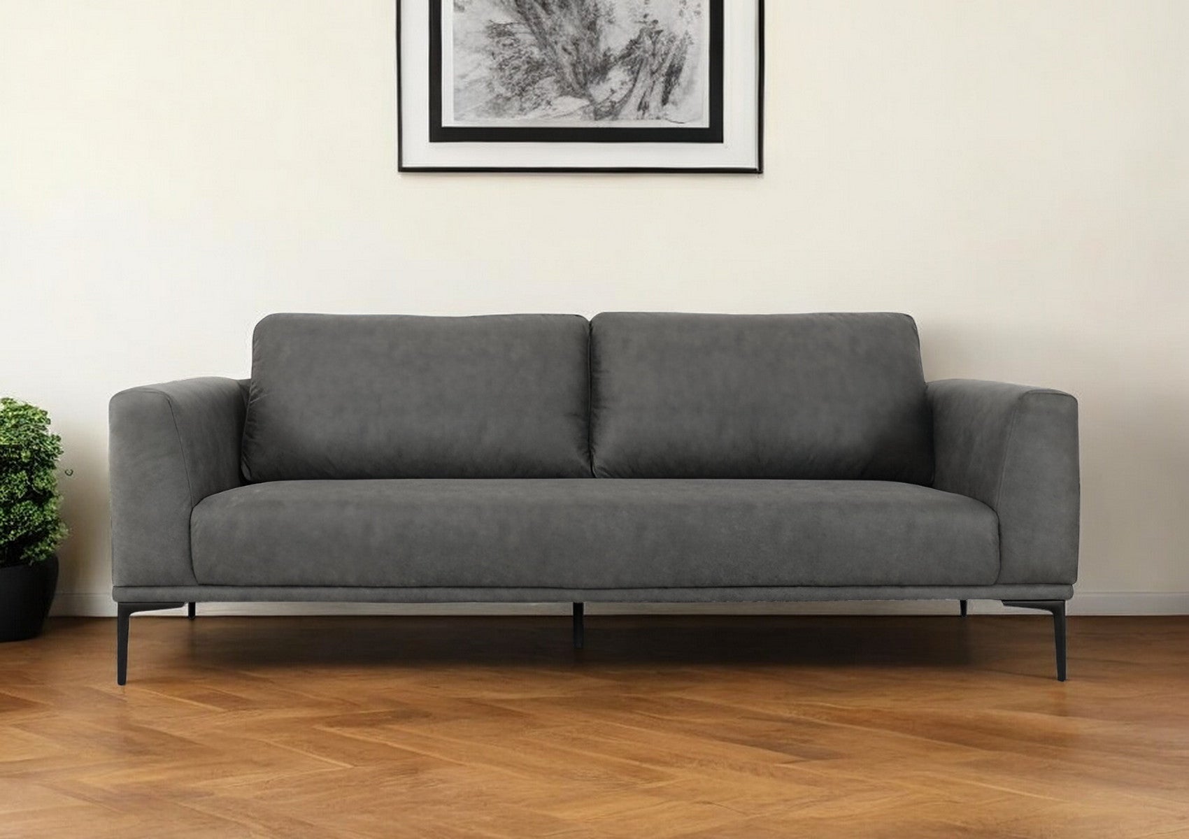 Dark Gray Sofa With Black Legs
