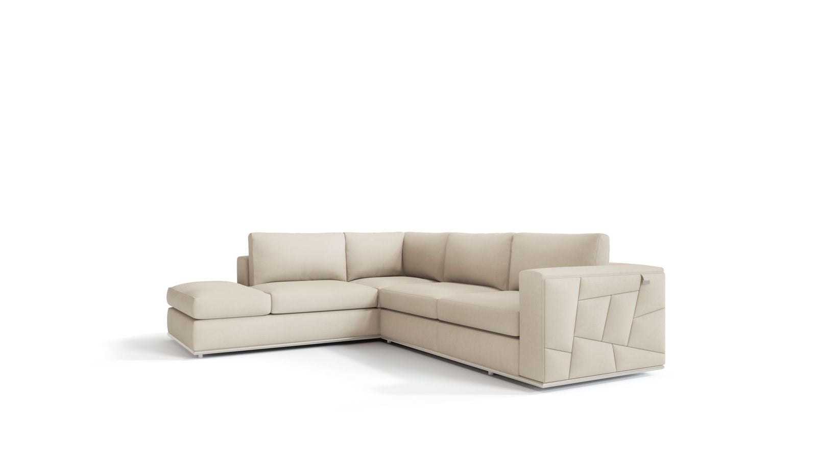 Sheldon Beige Italian Leather L Shaped 2 Piece Sectional