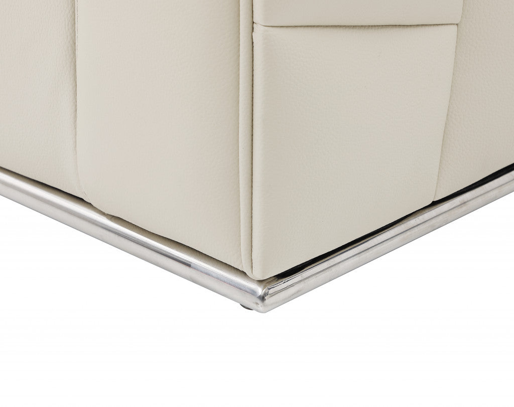 Beige Italian Leather L Shaped 2 Piece Sectional