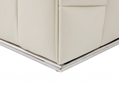 Beige Italian Leather L Shaped 2 Piece Sectional