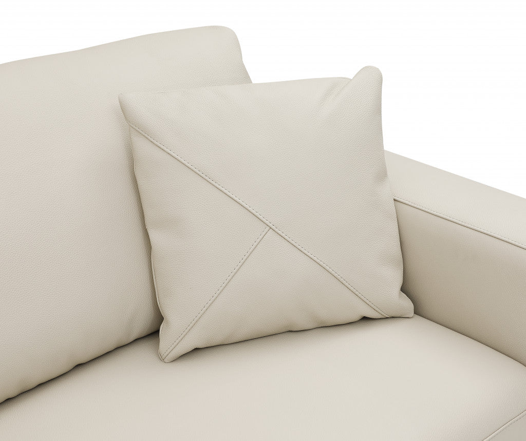 Beige Italian Leather L Shaped 2 Piece Sectional