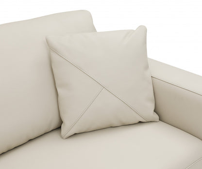 Beige Italian Leather L Shaped 2 Piece Sectional