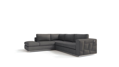 Dark Gray Italian Leather L Shaped 2 Piece Sectional