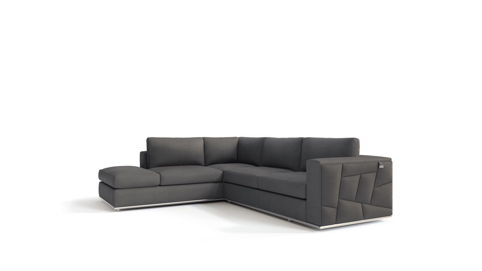Dark Gray Italian Leather L Shaped 2 Piece Sectional