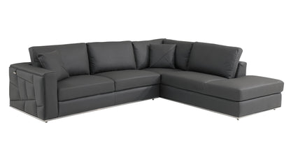 Dark Gray Italian Leather L Shaped 2 Piece Sectional