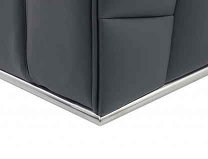 Dark Gray Italian Leather L Shaped 2 Piece Sectional