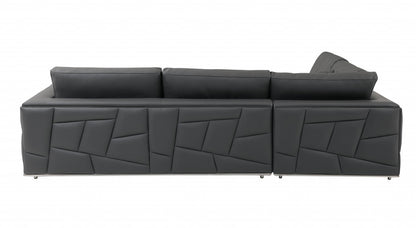 Dark Gray Italian Leather L Shaped 2 Piece Sectional