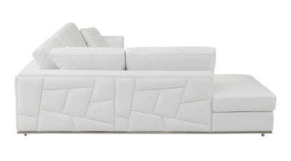 White Italian Leather L Shaped 2 Piece Sectional