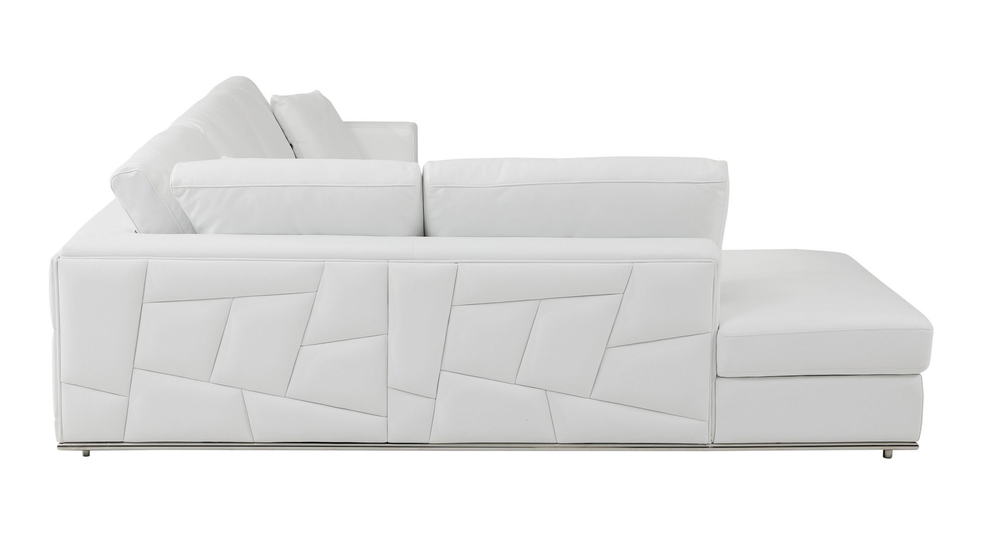 White Italian Leather L Shaped 2 Piece Sectional