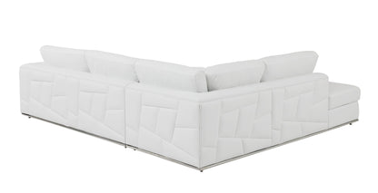 White Italian Leather L Shaped 2 Piece Sectional