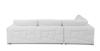 White Italian Leather L Shaped 2 Piece Sectional