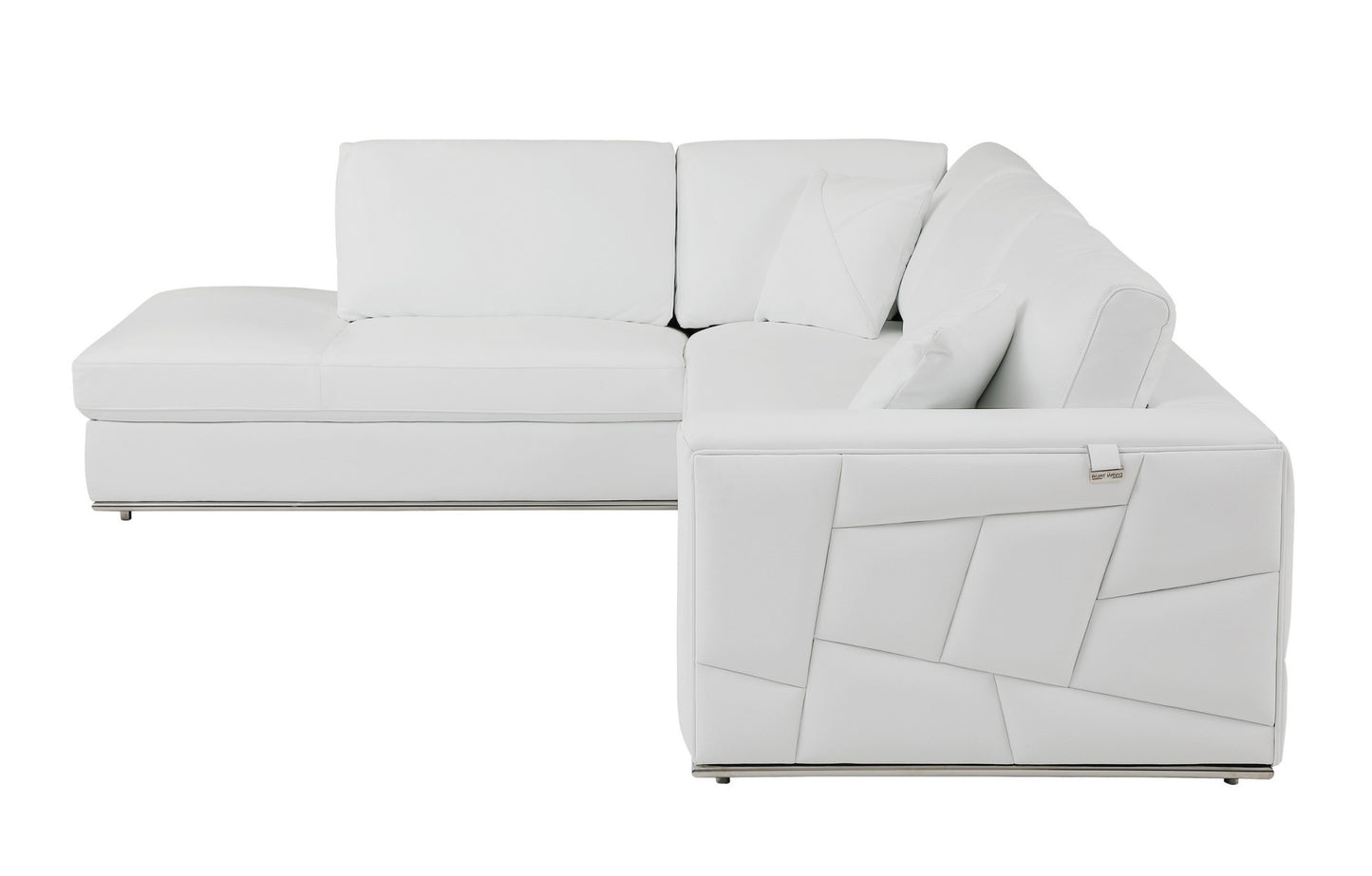 White Italian Leather L Shaped 2 Piece Sectional