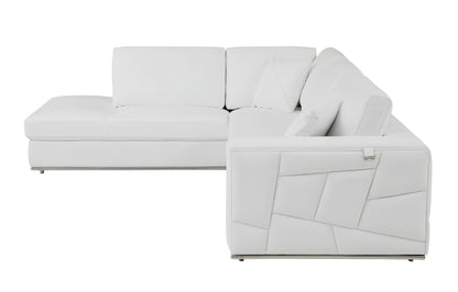 White Italian Leather L Shaped 2 Piece Sectional